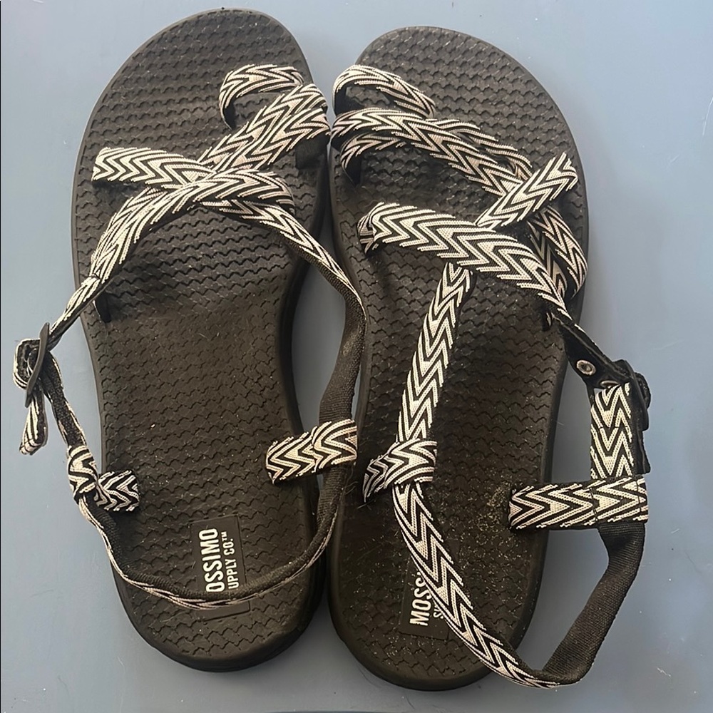 Mossimo Supply Co. Black and White Sandals with Adjustable Straps